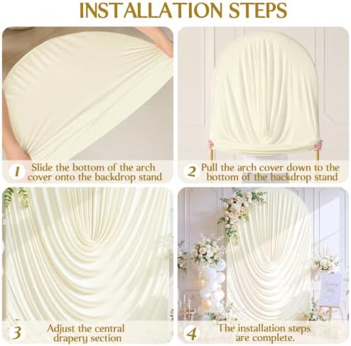 7.2ft Draped Arch Covers Beige Wedding Arch Backdrop Cover Arch Covers Stretchy Backdrop Beige Photo Booth, alternate view 6