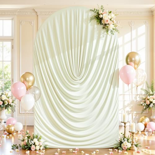 7.2ft Draped Arch Covers Ivory Wedding Arch Backdrop Cover Arch Covers Stretchy Backdrop Ivory Photo Booth, alternate view 3