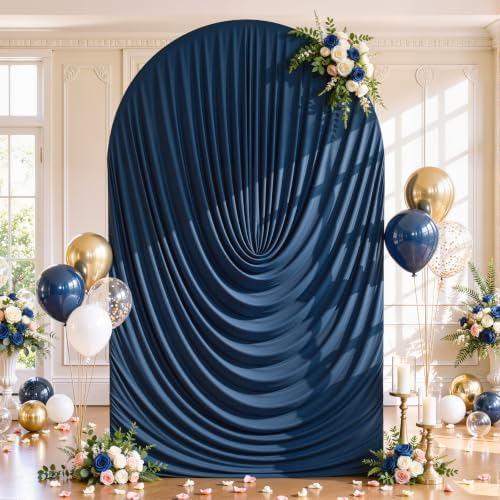 7.2ft Draped Arch Covers Navy Blue Wedding Arch Backdrop Cover Arch Covers Stretchy Backdrop Navy Blue Photo, alternate view