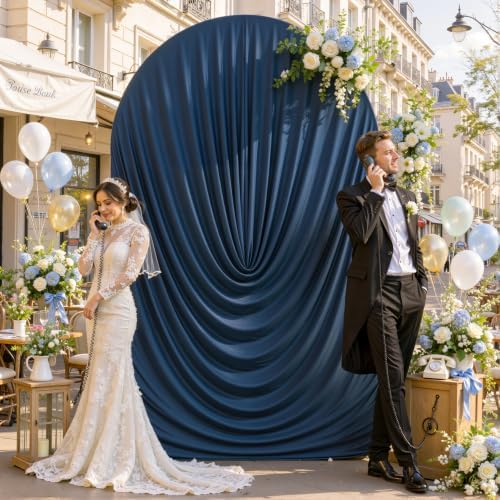 7.2ft Draped Arch Covers Navy Blue Wedding Arch Backdrop Cover Arch Covers Stretchy Backdrop Navy Blue Photo, alternate view