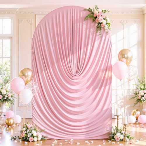 7.2ft Draped Arch Covers Pink Wedding Arch Backdrop Cover Arch Covers Stretchy Backdrop Pink Photo Booth Spandex, alternate