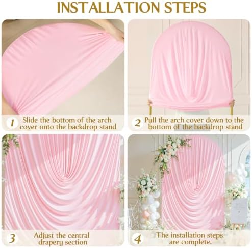 7.2ft Draped Arch Covers Pink Wedding Arch Backdrop Cover Arch Covers Stretchy Backdrop Pink Photo Booth Spandex, alternate