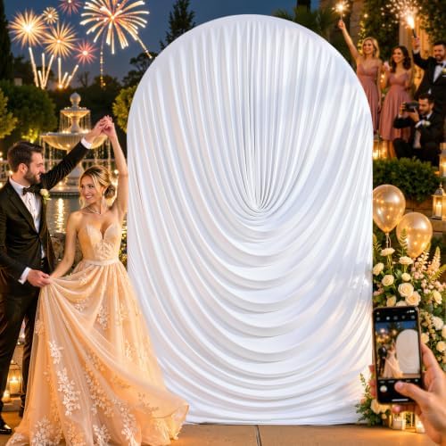 7.2ft Draped Arch Covers White Wedding Arch Backdrop Cover Arch Covers Stretchy Backdrop White Photo Booth, alternate view 2