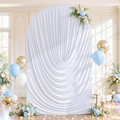 7.2ft Draped Arch Covers White Wedding Arch Backdrop Cover Arch Covers Stretchy Backdrop White Photo Booth, alternate view 3