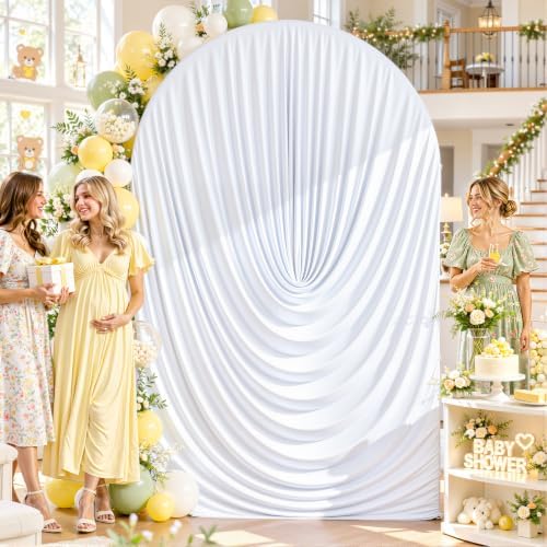 7.2ft Draped Arch Covers White Wedding Arch Backdrop Cover Arch Covers Stretchy Backdrop White Photo Booth, alternate view 4