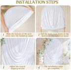 7.2ft Draped Arch Covers White Wedding Arch Backdrop Cover Arch Covers Stretchy Backdrop White Photo Booth, alternate view 6