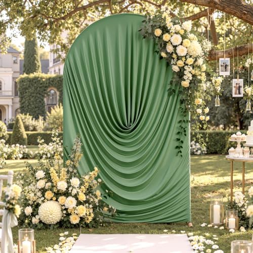 7.2FT Dusty Green Draped Arch Cover, Ruched Ripple Arch Backdrop Cover in 7.2FT in Dusty Green