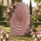 7.2FT Dusty Pink Draped Arch Cover, Ruched Ripple Arch Backdrop Cover in 7.2FT in Dusty Pink