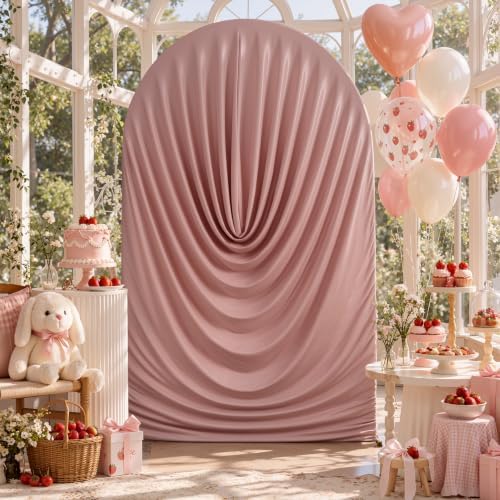 7.2FT Dusty Pink Draped Arch Cover, Ruched Ripple Arch Backdrop Cover in 7.2FT in Dusty Pink, alternate view 2