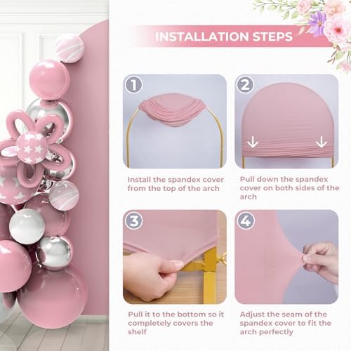 7.2Ft Dusty Pink Wedding Arch Backdrop Cover for Party Deco in 7.2 FT in Dusty Pink, alternate view 4