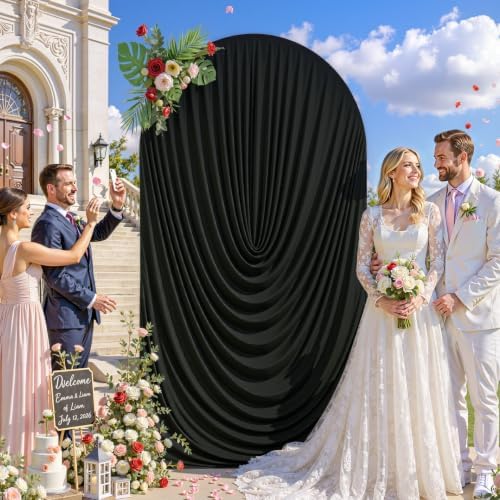 7.2FT Elegant Draped Arch Cover, Black Wedding Arch Backdrop Cover, Ruched Backdrop Cover for Wedding, Birthday, alternate