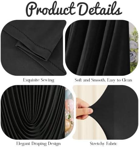 7.2FT Elegant Draped Arch Cover, Black Wedding Arch Backdrop Cover, Ruched Backdrop Cover for Wedding, Birthday, alternate
