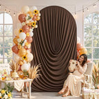 7.2FT Elegant Draped Arch Cover, Brown Wedding Arch Backdrop Cover, Ruched Backdrop Cover for Wedding, Birthday, alternate