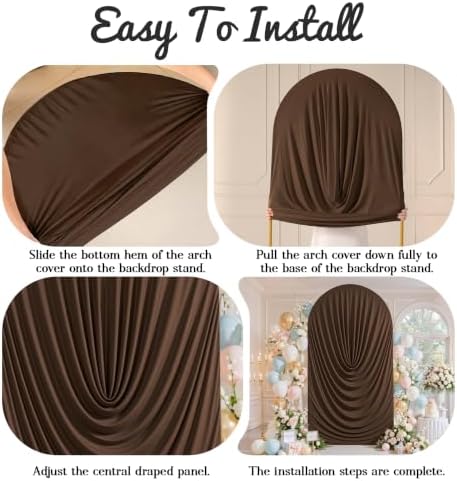 7.2FT Elegant Draped Arch Cover, Brown Wedding Arch Backdrop Cover, Ruched Backdrop Cover for Wedding, Birthday, alternate