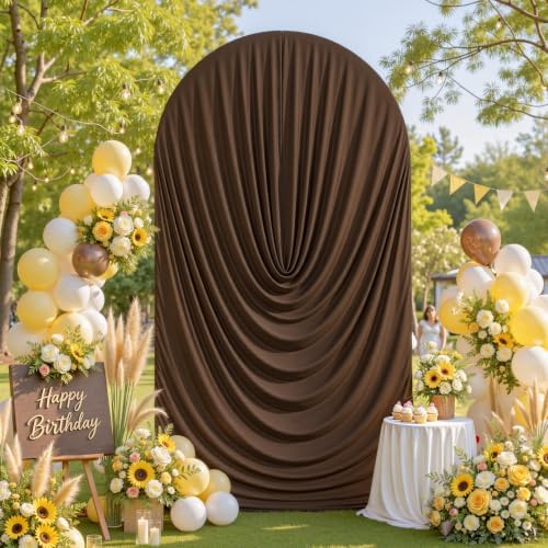 7.2FT Elegant Draped Arch Cover, Brown Wedding Arch Backdrop Cover, Ruched Backdrop Cover for Wedding, Birthday, alternate