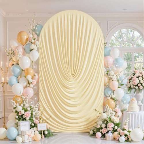 7.2FT Elegant Draped Arch Cover, Champagne Wedding Arch Backdrop Cover, Stretchy Backdrop Arch Cover for