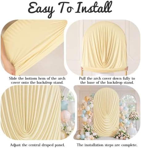 7.2FT Elegant Draped Arch Cover, Champagne Wedding Arch Backdrop Cover, Stretchy Backdrop Arch Cover for, alternate view 5