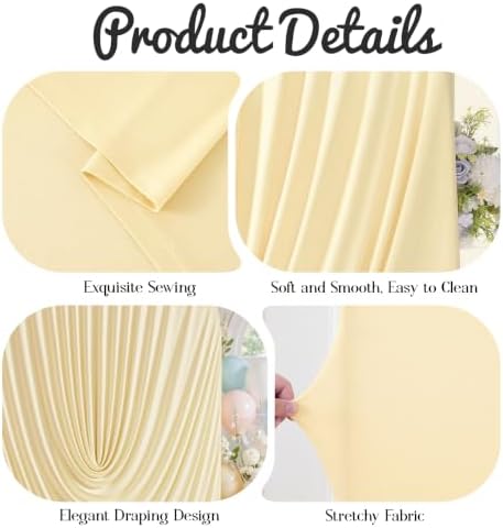 7.2FT Elegant Draped Arch Cover, Champagne Wedding Arch Backdrop Cover, Stretchy Backdrop Arch Cover for, alternate view 6