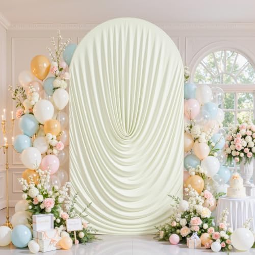 7.2FT Elegant Draped Arch Cover, Ivory Wedding Arch Backdrop Cover, Stretchy Backdrop Arch Cover for Wedding