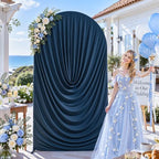 7.2FT Elegant Draped Arch Cover, Navy Blue Wedding Arch Backdrop Cover, Ruched Backdrop Cover for Wedding, alternate view 2