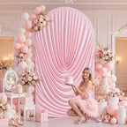 7.2FT Elegant Draped Arch Cover, Pink Wedding Arch Backdrop Cover, Stretchy Backdrop Arch Cover for Wedding, alternate view 2
