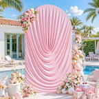 7.2FT Elegant Draped Arch Cover, Pink Wedding Arch Backdrop Cover, Stretchy Backdrop Arch Cover for Wedding, alternate view 3