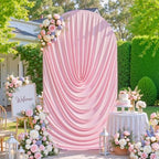7.2FT Elegant Draped Arch Cover, Pink Wedding Arch Backdrop Cover, Stretchy Backdrop Arch Cover for Wedding, alternate view 7