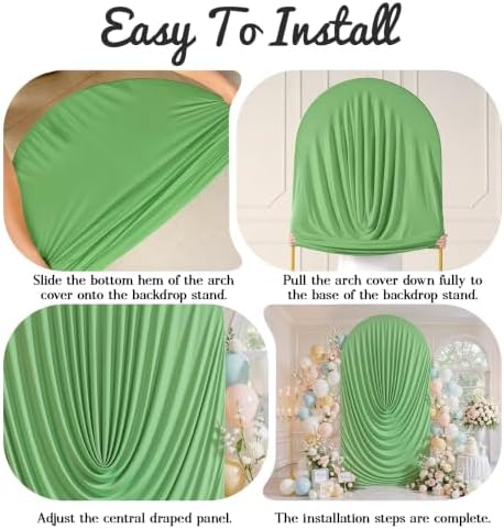 7.2FT Elegant Draped Arch Cover, Sage Green Wedding Arch Backdrop Cover, Stretchy Backdrop Arch Cover for, alternate view 5