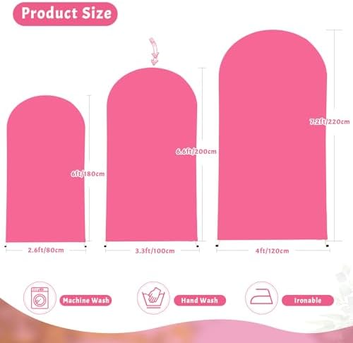 7.2FT Fuchsia Arch Backdrop Cover - Polyester Fitted Wedding Arch Stand Covers Round Top Chiara Arch Backdrop, alternate view
