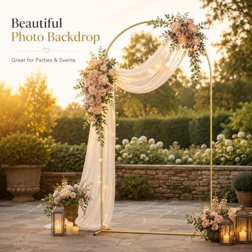 7.2FT Gold Heavy-Duty Metal Wedding Arch Backdrop Stand, Balloon Arch Frame for Flowers & Fabric, Ideal for, alternate view 2