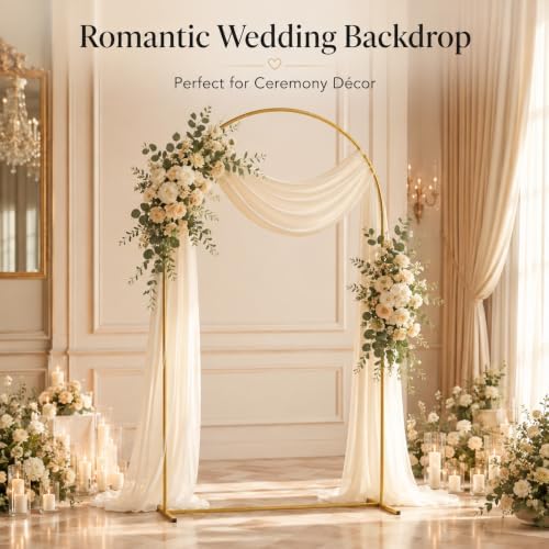 7.2FT Gold Heavy-Duty Metal Wedding Arch Backdrop Stand, Balloon Arch Frame for Flowers & Fabric, Ideal for, alternate view 4