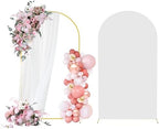 7.2FT Gold Metal Arch Backdrop Stand and White Arch Cover Set