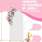 7.2FT Gold Metal Arch Backdrop Stand and White Arch Cover Set, alternate view 6