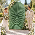 7.2FT Green Arch Backdrop Cover Spandex Fitted Chiara Round Top Event Decor in 7.2FT in Green