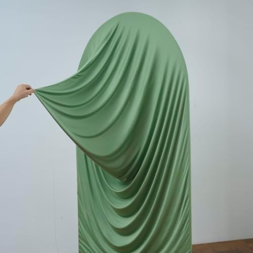 7.2FT Green Arch Backdrop Cover Spandex Fitted Chiara Round Top Event Decor in 7.2FT in Green, alternate view 5