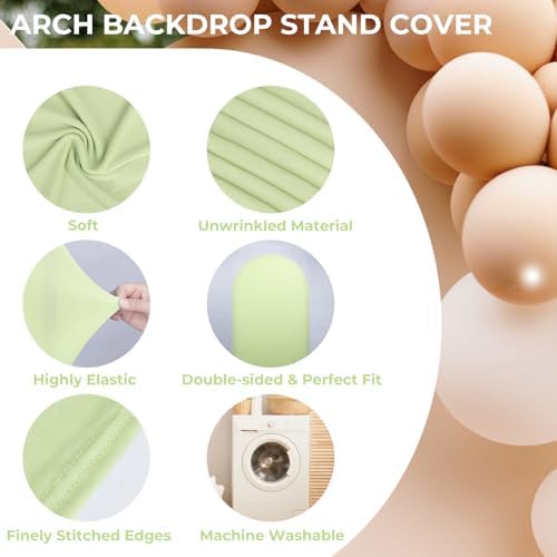 7.2Ft Green Wedding Arch Backdrop Cover for Party Deco in 7.2 FT in Green, alternate view 5