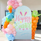 7.2ft Happy Easter Party Decorations Easter Arch Backdrop Cover Pastel Spring Spandex Fitted Arch Stand Covers