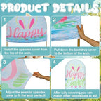 7.2ft Happy Easter Party Decorations Easter Arch Backdrop Cover Pastel Spring Spandex Fitted Arch Stand Covers, alternate