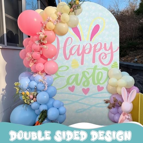 7.2ft Happy Easter Party Decorations Easter Arch Backdrop Cover Pastel Spring Spandex Fitted Arch Stand Covers, alternate