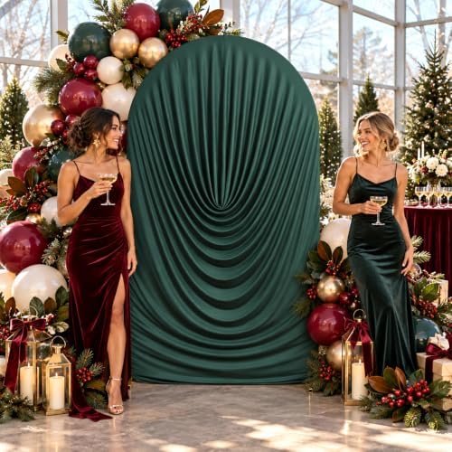 7.2FT Hunter Green Arch Backdrop Cover Spandex Fitted Round Top Event Decor in 7.2FT in Hunter Green