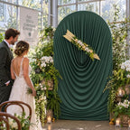 7.2FT Hunter Green Arch Backdrop Cover Spandex Fitted Round Top Event Decor in 7.2FT in Hunter Green, alternate view 2