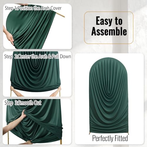 7.2FT Hunter Green Arch Backdrop Cover Spandex Fitted Round Top Event Decor in 7.2FT in Hunter Green, alternate view 4
