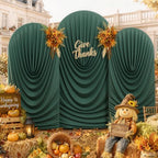 7.2FT Hunter Green Arch Backdrop Cover Spandex Fitted Round Top Event Decor in 7.2FT in Hunter Green, alternate view 5