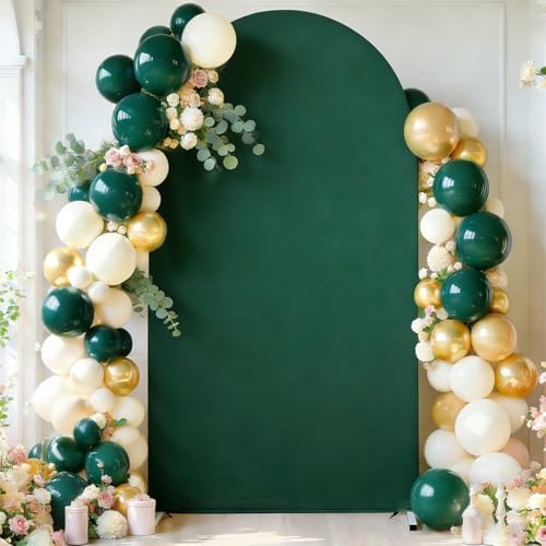 7.2FT Hunter Green Arch Backdrop Cover, Spandex Fitted Wedding Arch Stand Covers 2-Sided Round Top Chiara Arch