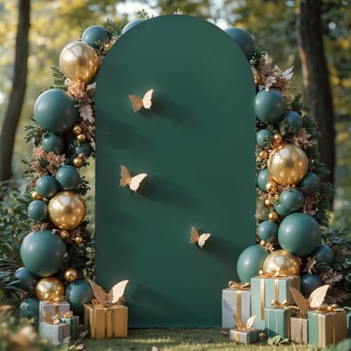 7.2FT Hunter Green Arch Backdrop Cover, Spandex Fitted Wedding Arch Stand Covers 2-Sided Round Top Chiara Arch, alternate