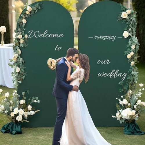 7.2FT Hunter Green Arch Backdrop Cover, Spandex Fitted Wedding Arch Stand Covers 2-Sided Round Top Chiara Arch, alternate