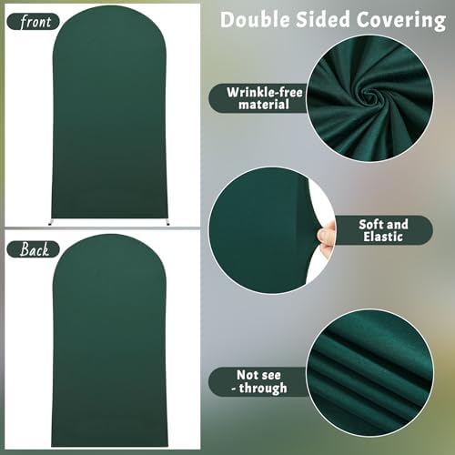 7.2FT Hunter Green Arch Cover - Polyester Fitted Wedding Arch Stand Covers Round Top Chiara Arch Backdrop Cover, alternate