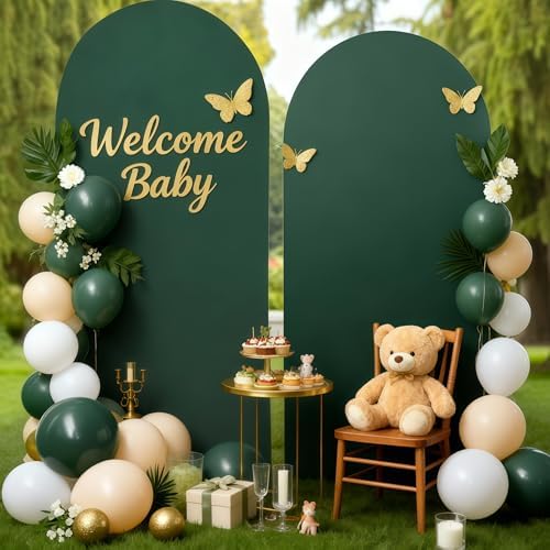 7.2FT Hunter Green Arch Cover - Polyester Fitted Wedding Arch Stand Covers Round Top Chiara Arch Backdrop Cover, alternate