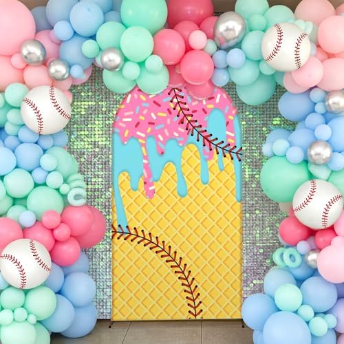 7.2ft Ice Cream Drip Baseball Arch Backdrop Cover Party Decor in 7.2 ft in Ice Cream Drip Baseball, alternate view 5