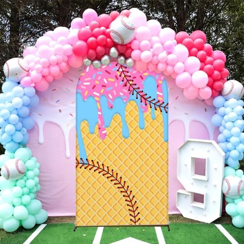 7.2ft Ice Cream Drip Baseball Arch Backdrop Cover Party Decor in 7.2 ft in Ice Cream Drip Baseball, alternate view 6